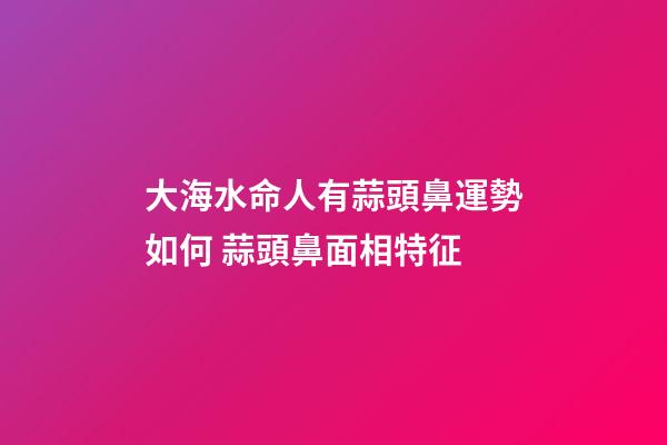 大海水命人有蒜頭鼻運勢如何 蒜頭鼻面相特征